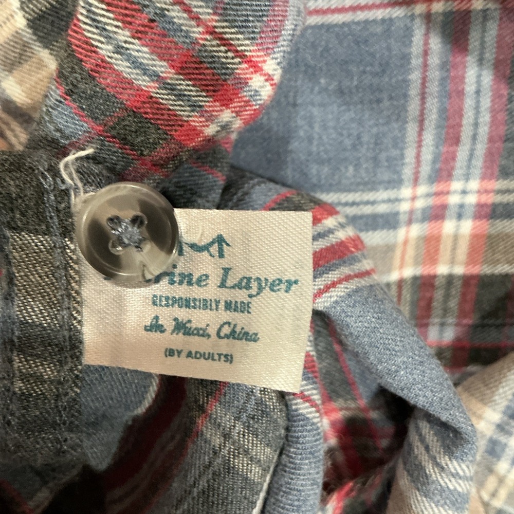 Marine Layer Plaid Flannel Button Down Shirt, Medium, Blue - Picture 7 of 8